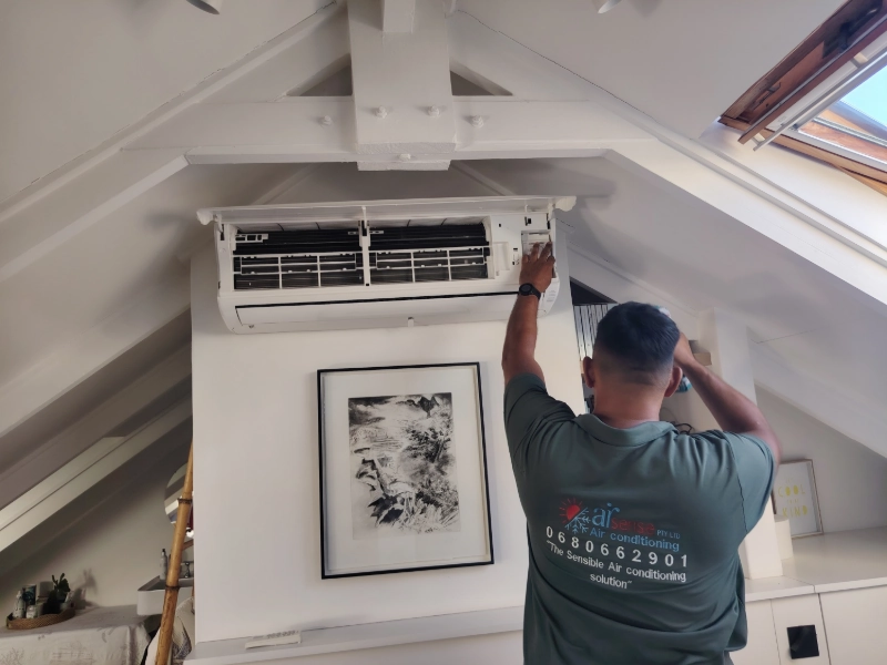 Attic room air conditioning indoor cleaning
